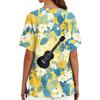Women's V Neck Medical Scrub Top Hawaiian Print Short Sleeve Side Slit Pockets Nurse Uniform Shirt Lightweight Breathable Fabric