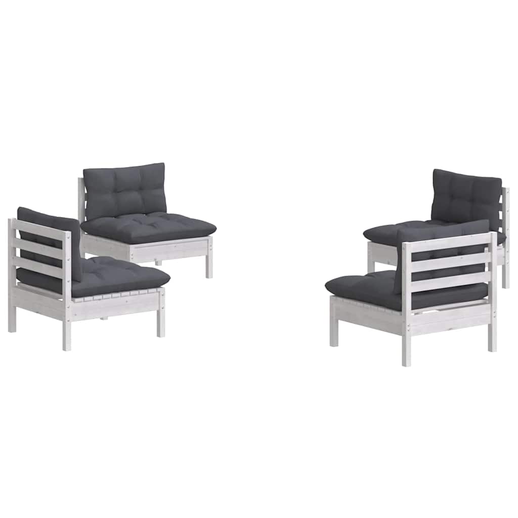 vidaXL 4-part. Garden Lounge Set with Anthracite Cushions Pine Wood