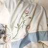 3pcs Elegant embroidery Duvet Cover Set (1*Duvet Cover + 2*Pillowcase, Without Core), blue pink soft Bedding Set for summer