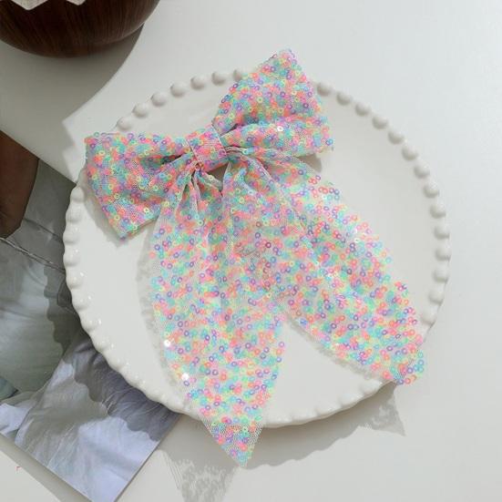 Girls Hair Pin Shiny Sequins Lightweight Breathable Fabric Hair Clip Bow Hair Accessories Party Photo Prop