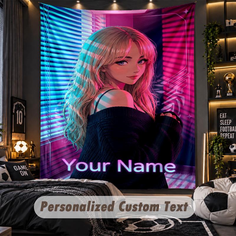 Personalized Wall Tapestry,Sabrina Carpenter Custom Printed Name, Fabric Wall Art For Indoor Room Backdrop