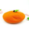 Women's Beret Handmade DIY Fruit Green Apple Painter Hat Cute Girl Little Leaf Woolen Hat Autumn and Winter Outdoor Warm Beanie
