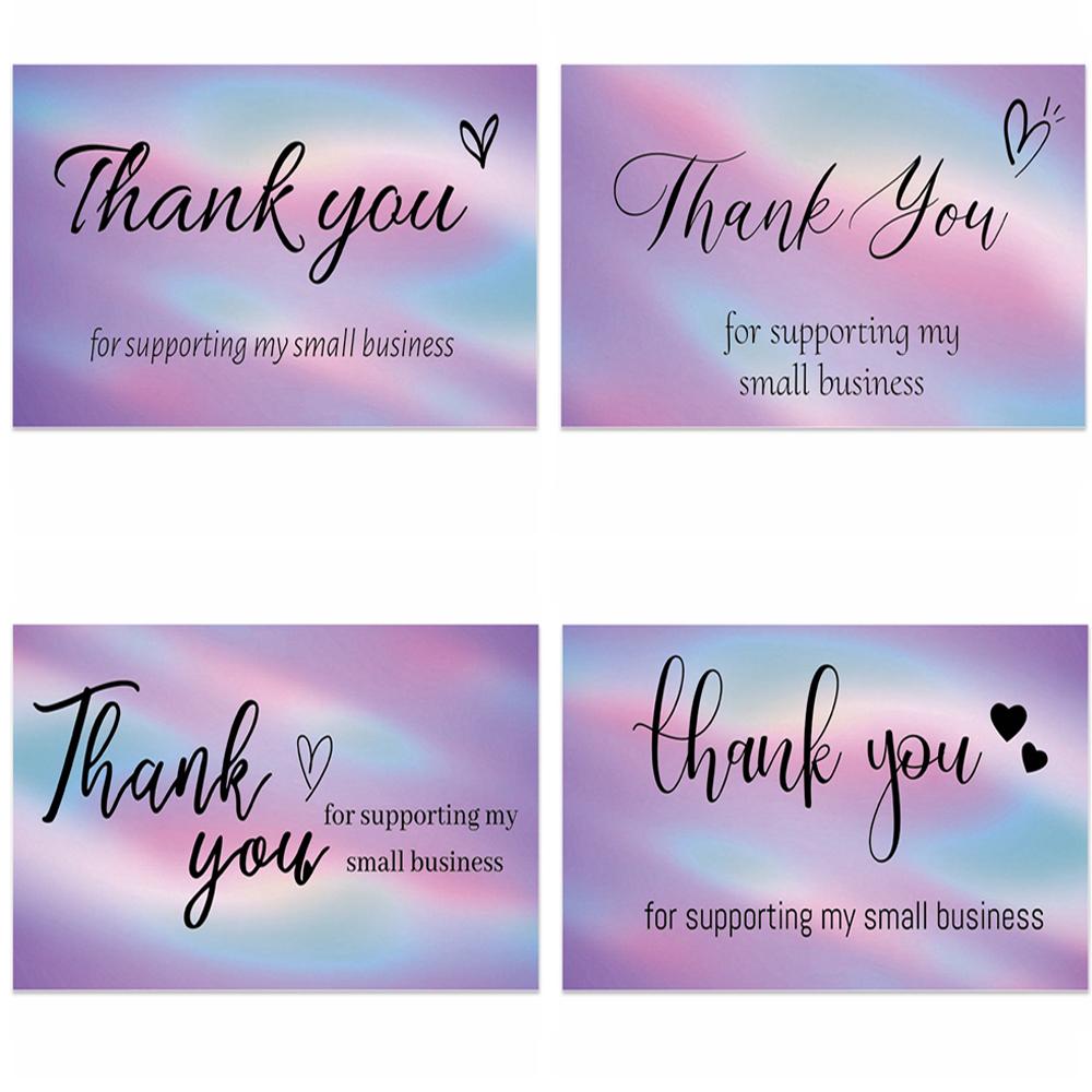 10-50pcs Thank You Cards for Supporting My Small Business Holographic Rainbow Card for Retail Store Goods Customer Package card