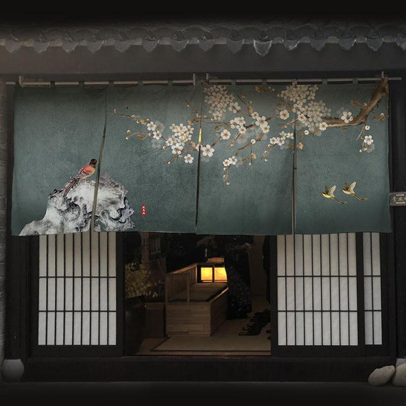 Chinese Ink Style Short Curtain Homestay Restaurant Signboard Teahouse Partition Kitchen Hanging Curtain Noren Decor Drapes