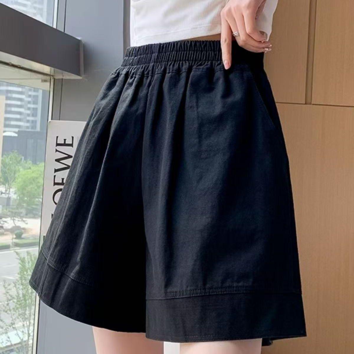

Women s High Waist Cotton Shorts - Summer Korean Style, Casual, Loose, Slimming, Wide Leg, Five-Point Pants S (75-95 kg)