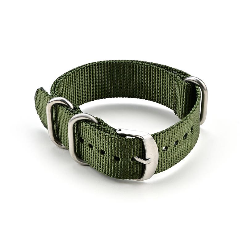 Nylon Watch Strap Replacement Strap with Silver Stainless Steel Buckle for Men's Watch 20mm/22mm/24mm Watch Bands