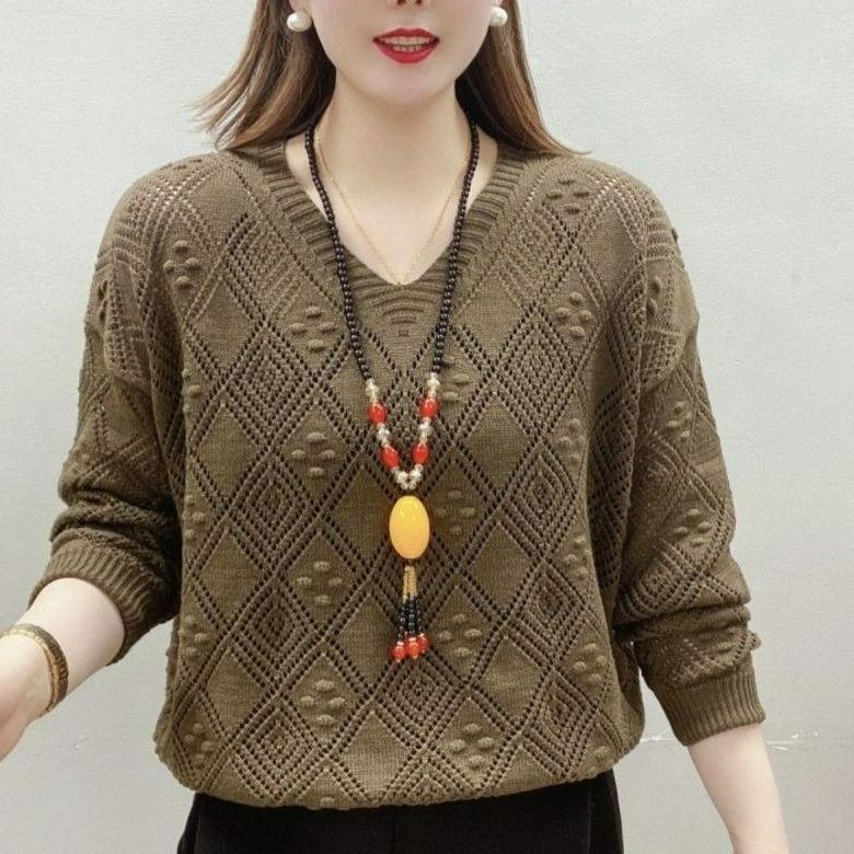 

Топ Strand Air с длинным рукавом, Тонкий вязаный свитер, Вязаный свитер в западном стиле, Женский свитер XXXL темно-коричневого