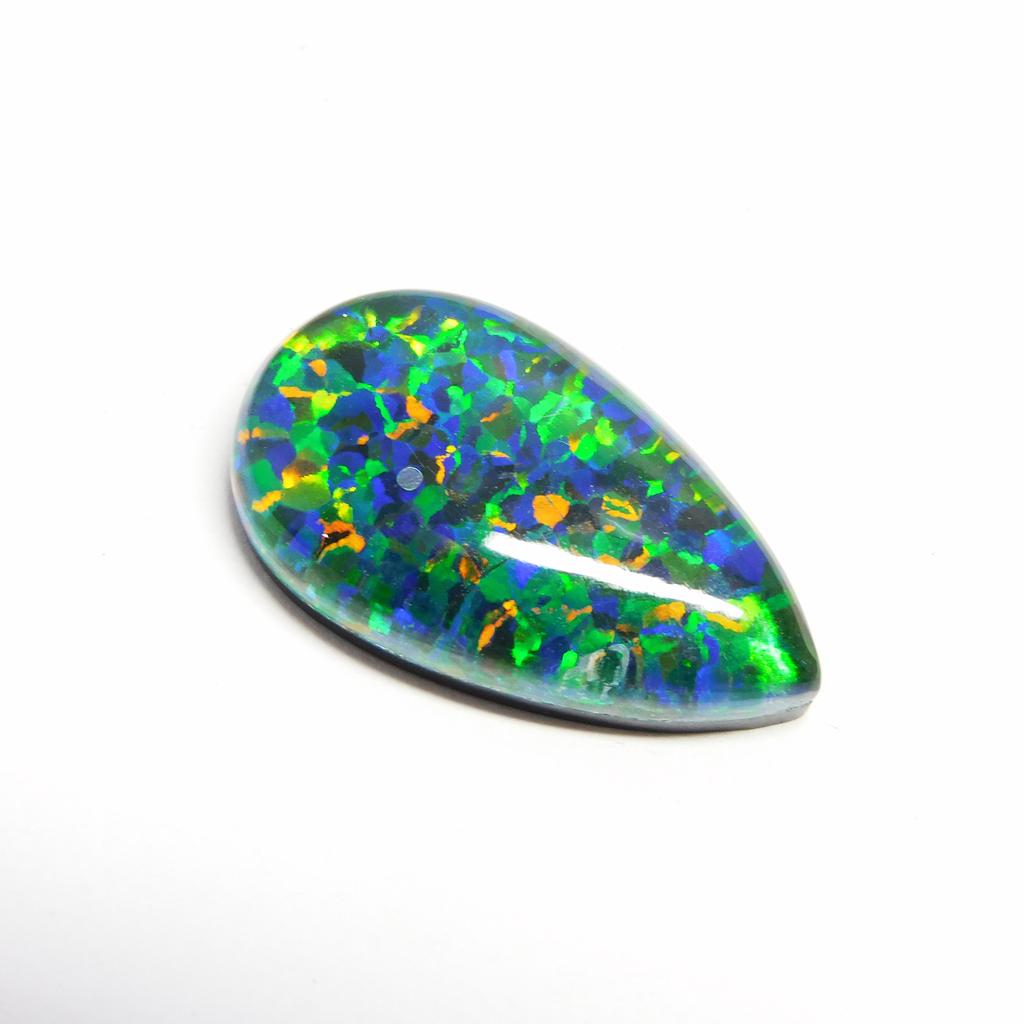 Lab-Created Opal Loose Gemstone Doublet Pear Cut 17.45 ct Multi Color for Jewelry Making and Crafts