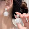 New High-end Zircon Silver Flower Earrings, Fashionable Niche Exaggerated Wind Earrings, Sweet Temperament Earrings.