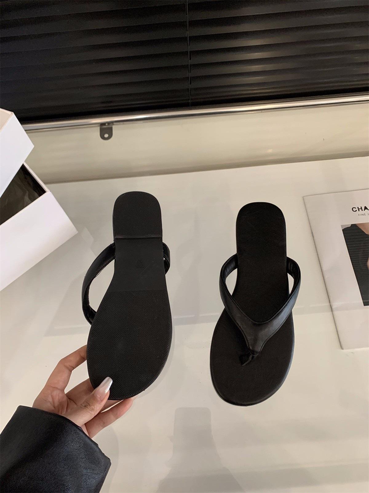 

Шлепанцы с плоской подошвой и перемычкой, женская обувь 2025, новая летняя пляжная французские маленькие сандалии 35