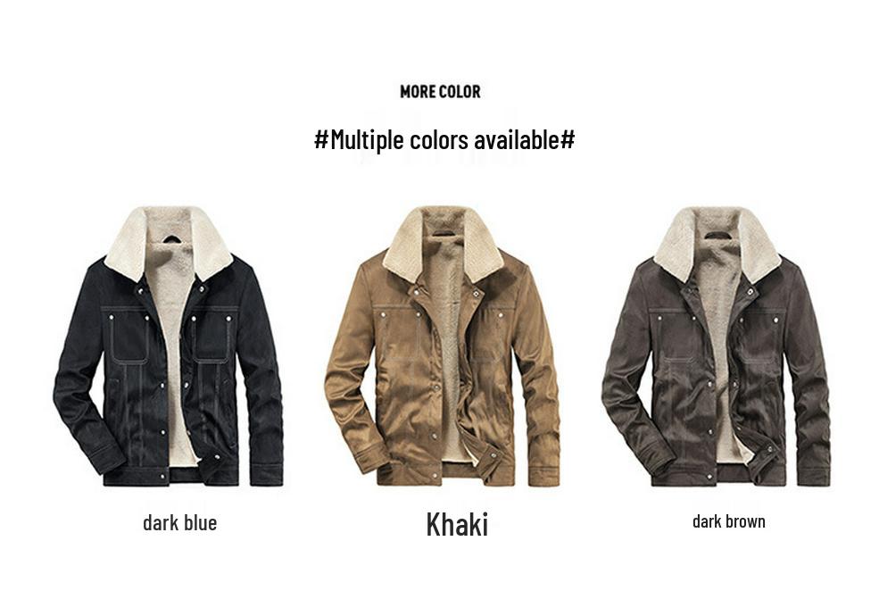 Men's Winter Lambswool Suede Jacket - Velvet Thickened Cotton, Youth Style