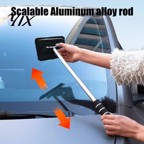 Multi Purpose Window Wiper Car Cleaner, Extendable Windshield Brush with 180 Degree Rotating Head, Interior Duster Microfiber Pad, And Exterior Glass
