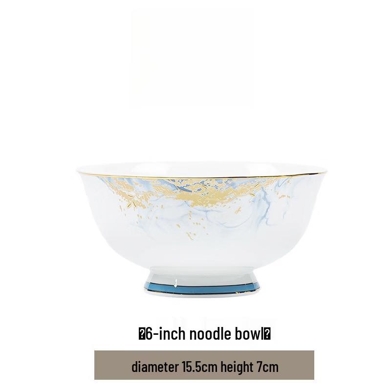 

6-inch Chinese Style Gold Rim Glazed Noodle Bowl