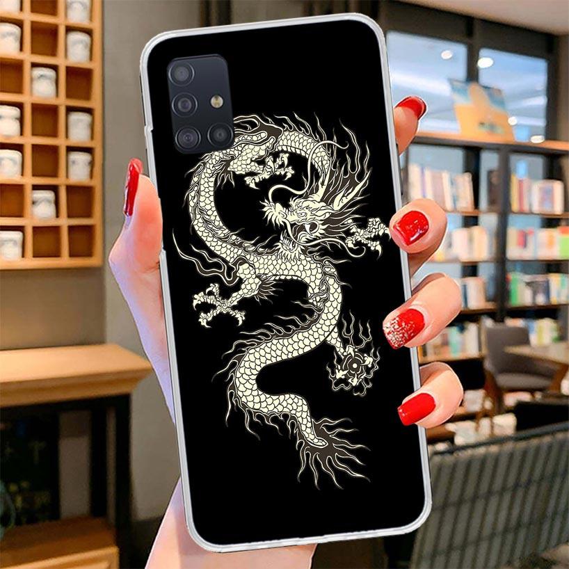 Asian Dragons Animal Tattoo Cover Phone Case For Samsung Galaxy A12 A22 A32 A52 A72 A02S Phone Case Note 20 Ultra 10 S10 Plus A5