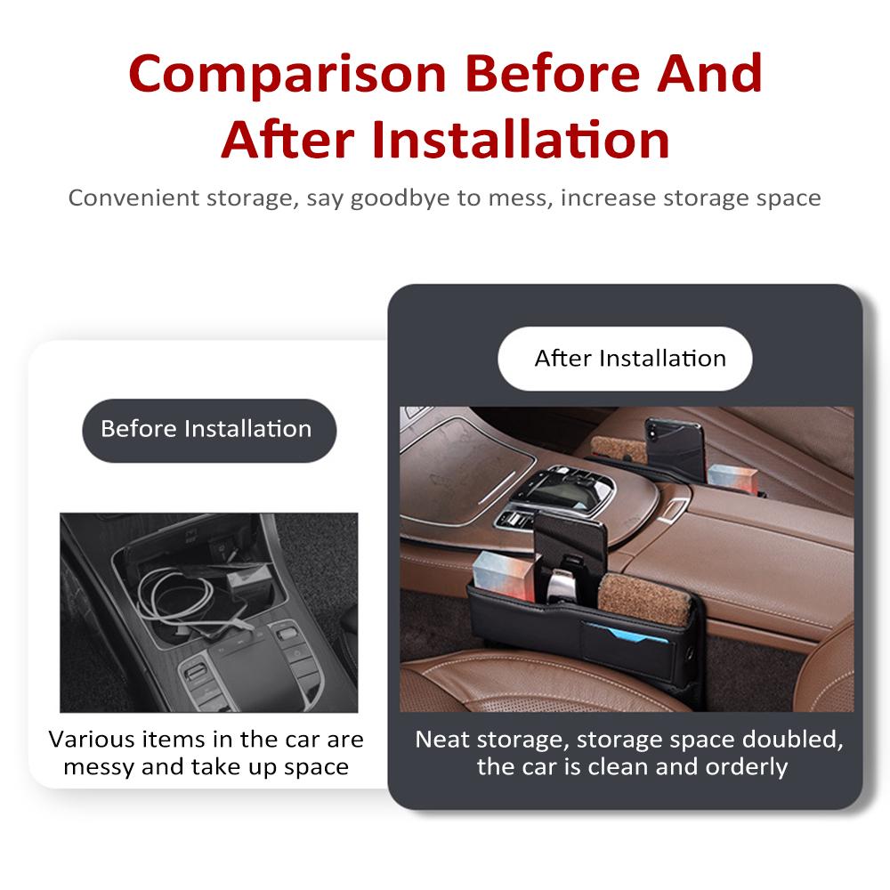 Car Seat Gap Filler Organizer, Multifunctional Leather Car Gap Filler, Auto Console Side Storage Box, Car Front Seat
