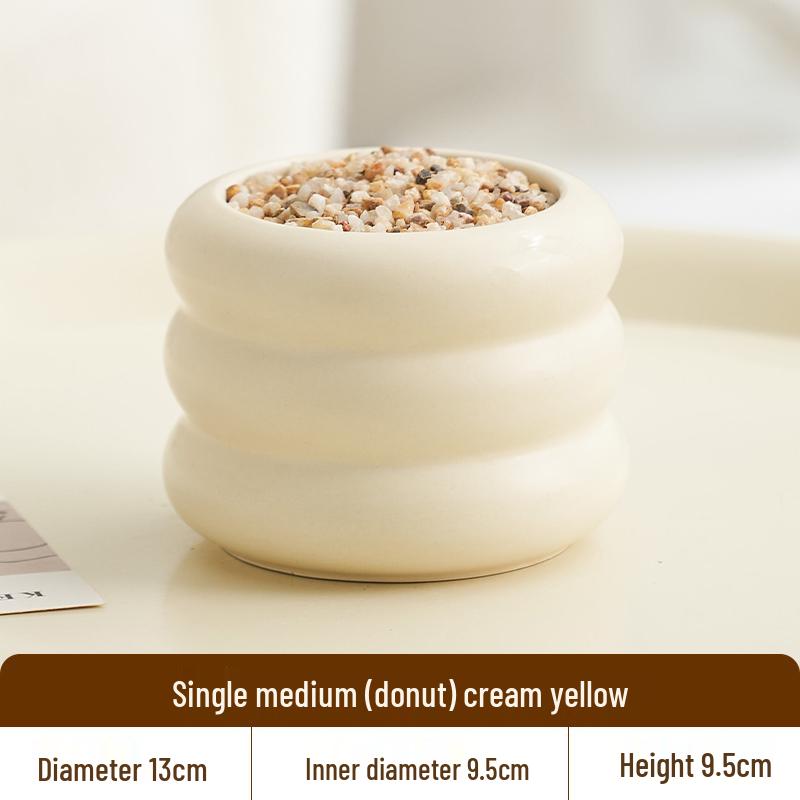 Nordic Style Cream Ceramic Succulent Pot for Phalaenopsis and Green Plants