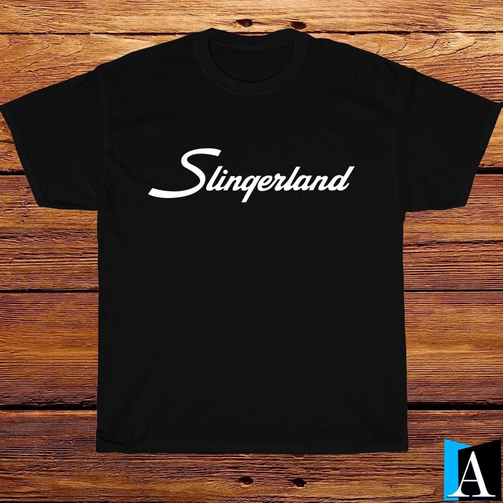 Slingerland Script Logo Schwarzes T-Shirt