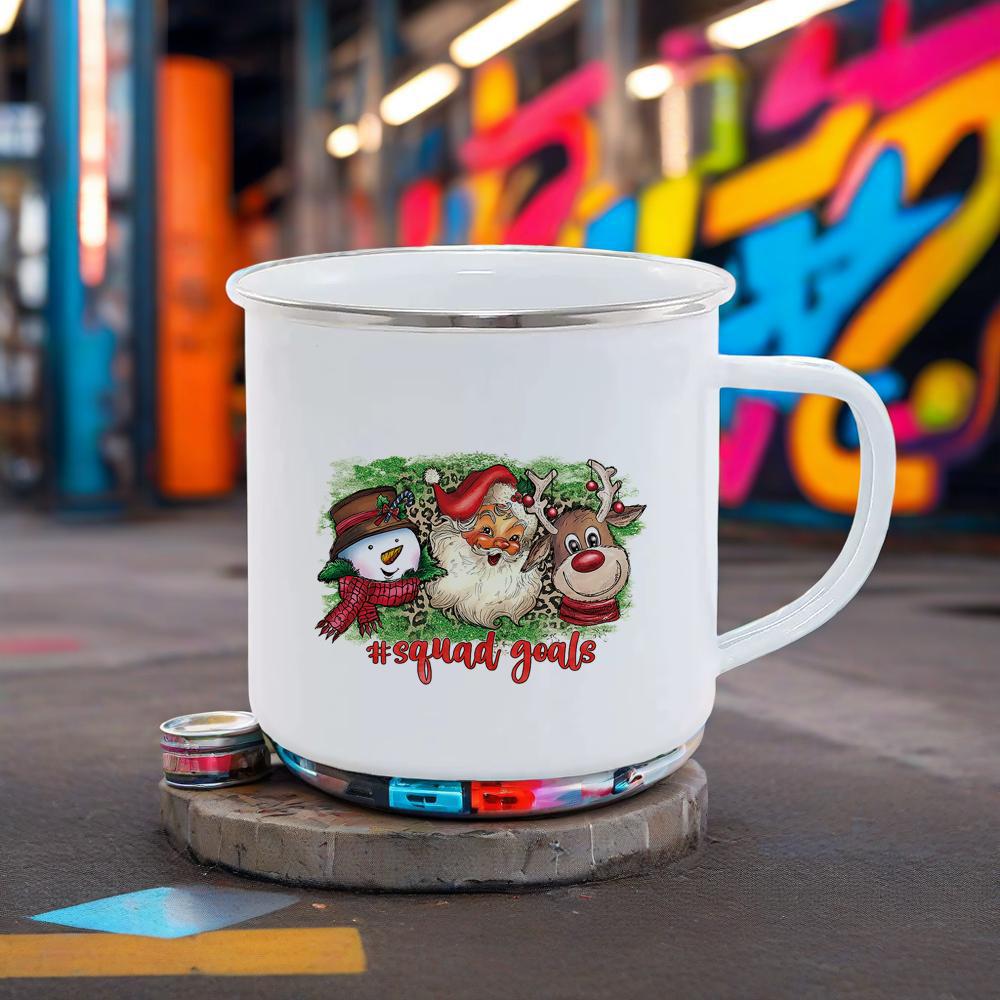 Merry Christmas Mug Festival Gift Coffee Mugs Santa Pattern Breakfast Cup Red Green Series Cola Milk Cups for Home Party BBQ Bar