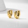 YF8280 Minimalist Trendy Waterproof PVD Gold Plated Stainless Steel Zircon Micro Pave Eight-Pointed Star Hoop Earrings for Women