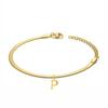 Punk 3mm Flat Snake Chain Bracelet Female Gold Color Stainless Steel Alphabet Initial Letter Charm Bracelet for Women Jewelry
