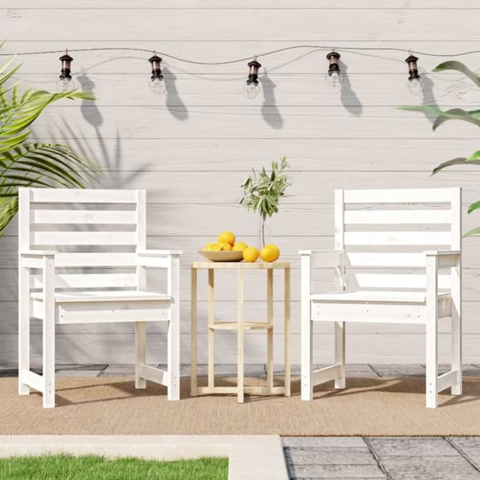 VidaXL Garden Chairs 2 Pcs White 60x48x91 Cm Solid Pine Wood 824054