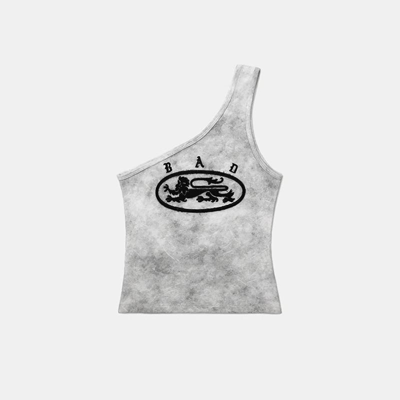 

Korean Badblood BCAC Spicy Girl Tie-Dye One-Shoulder Tank Top - Women s Niche Washed Vintage Camisole Small