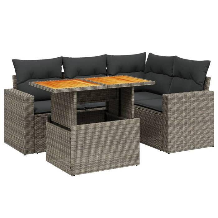 VidaXL Garden Lounge Set with Cushions 5 Pcs, Patio Sofas, Patio Furniture Set, Outdoor Furniture, Grey 3271298
