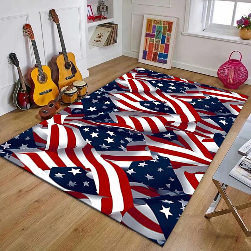 American Flag Polyester Carpet, Soft Indoor Mat for Office Chair, Living Room, Computer Desk - Decorative Home Office Rug Design