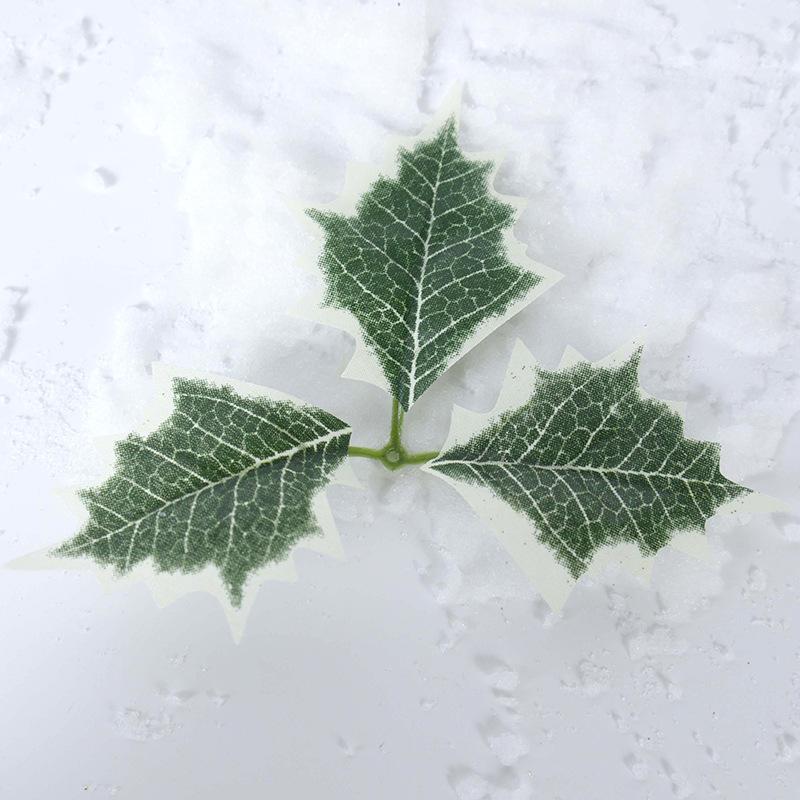 

100/5pcs Christmas Artificial Holly Berry Leaves for Xmas Tree DIY Wreath Green Leaf Red Berries Fake Plant Party Decor Ornament 5pcs