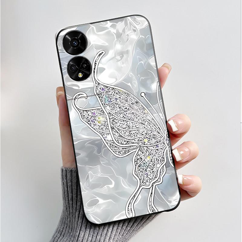 Printing Pattern Case For TCL 50 5G/TCL 50 XE Nxtpaper 5G/TCL 50XE 5G Soft Silicone Black Shell Cover Cute Flower Cartoon Casing