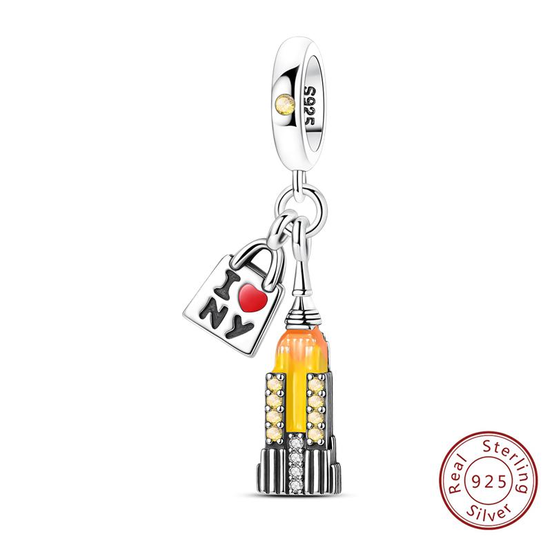 New Copper Charms Eiffel Tower Famous Scenic Spot Souvenirs Beads Fit Original Bracelets Fine Diy Jewelry Gifts