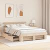 Bed Frame with Headboard Brown 150 X 200 Cm Solid Pine Wood
