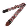 Guitar Strap Leather Head for Acoustic Electric Embroidered Jacquard Vintage Floral PatternWhite