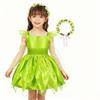 Rochie Tinker Bell pentru Copii, Set cu Bentișoară și Baghetă Fluture, Tinker Bell și Peter Pan, Verde, 150 cm (11-12 ani)