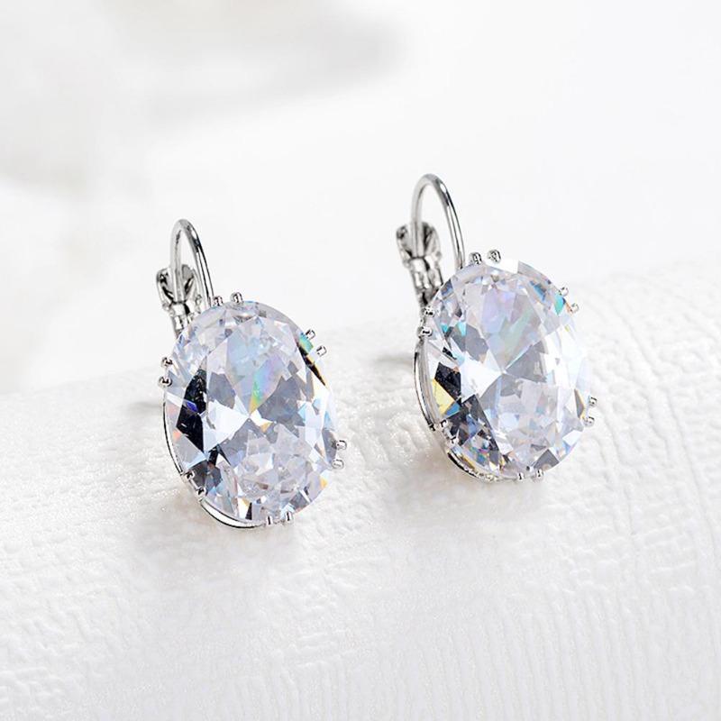 Sparkling Oval Zirconia Huggie Earrings with Cubic Design for Party Fashion