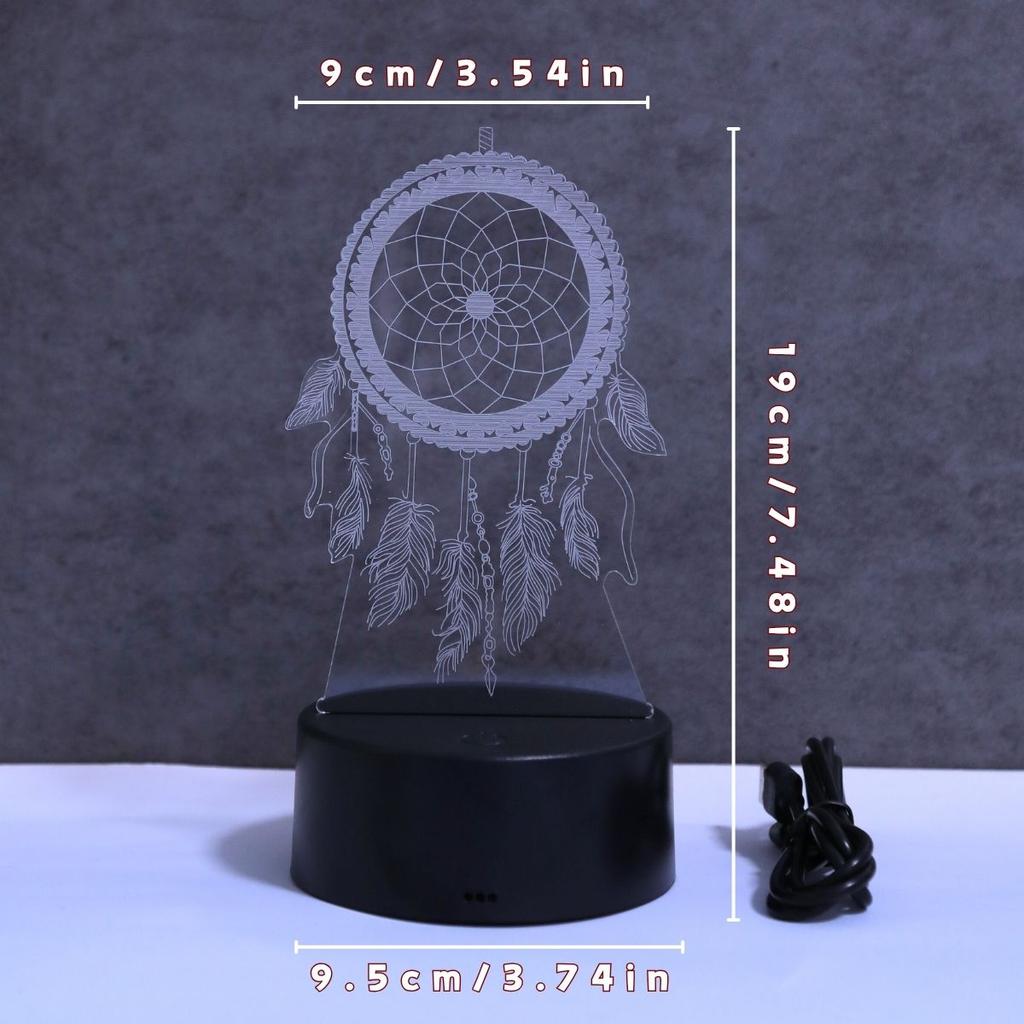USB Dreamcatcher 3D Night Light Touch Seven Color Gradient Creative Desktop and Bedroom Atmosphere Light Room Decoration Light