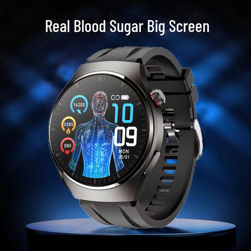 Accurate Non-Invasive Blood Sugar & Uric Acid Smartwatch: NFC, Bluetooth Calls, Heart Rate, Blood Pressure, O2 Monitoring.