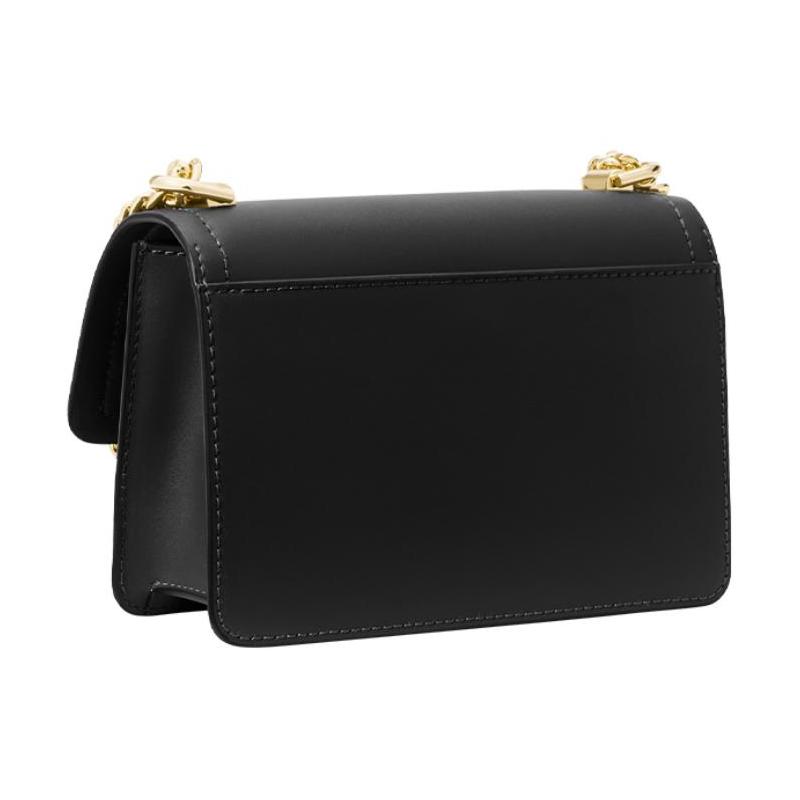 Michael Kors Shoulder Bag Heather Classic Solid Color Commuter Letter Logo Fashion Revised Leather Small Square Chain Envelope Crossbody Women's Black