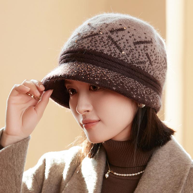 Women's Winter Warm Stylish Versatile Fashionable Beret Hat Anti-cold Ear Protection Wool Cap Middle-aged And Elderly Mom Hat