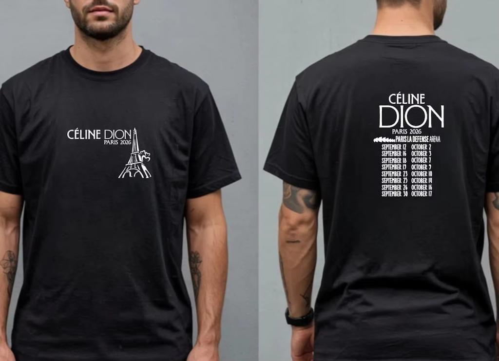 Celine Dion Paris 2026 Fan Tour Gift 3D Printed Short Sleeve Shirt Men's T-shirt Streetwear Tees Family Matching Kids Clothes
