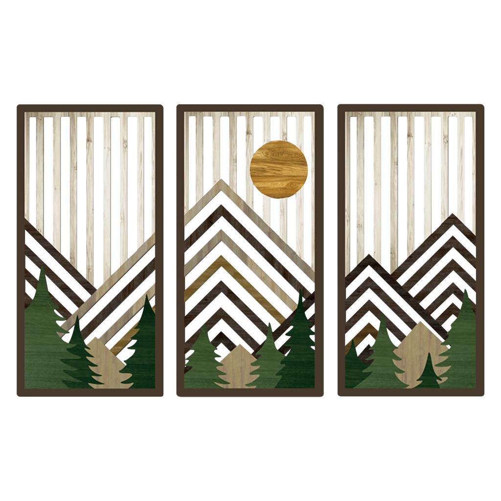 Bohemian Style Hollow Wooden Hanging Wall Decoration Wall Hanging Quadruple Mountain Forest Hollow Board