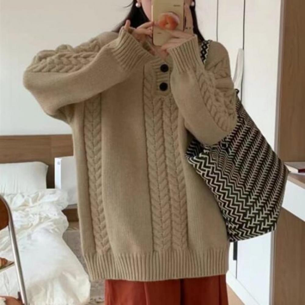 NaVaVa Loose Fit V Neck Long sleeVe Knit Sweater Nk2512