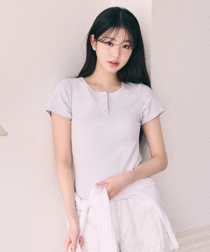 ROLAROLA Nubasic Henley Neck T-Shirt Light Gray