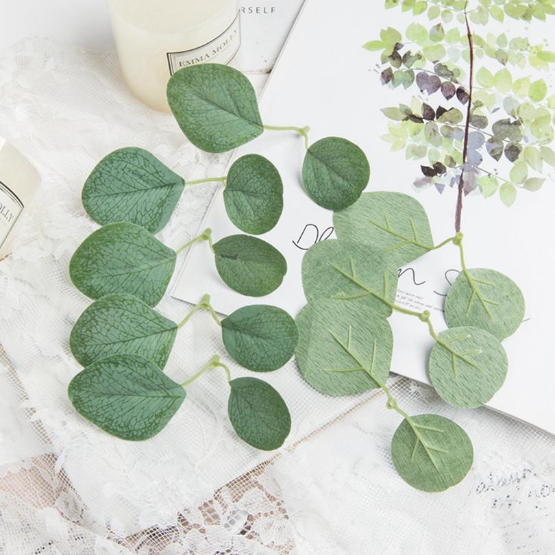 50/100Pcs Silk Artificial Plants Eucalyptus Rose Leaf Outdoor Garden UV Protection Wedding Diy Gift Box Festival Decoration Home