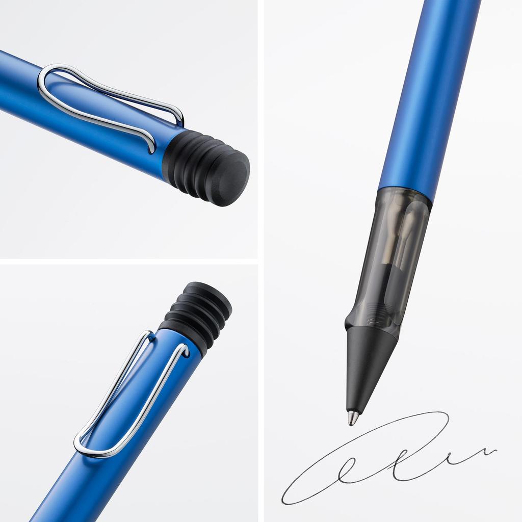 LAMY Ocean Blue Ballpoint Pen Ergonomic Medium Line Width Lightweight Aluminum Body Includes LAMY M 16 Black Refill AL-star - Clear, Grip, - -