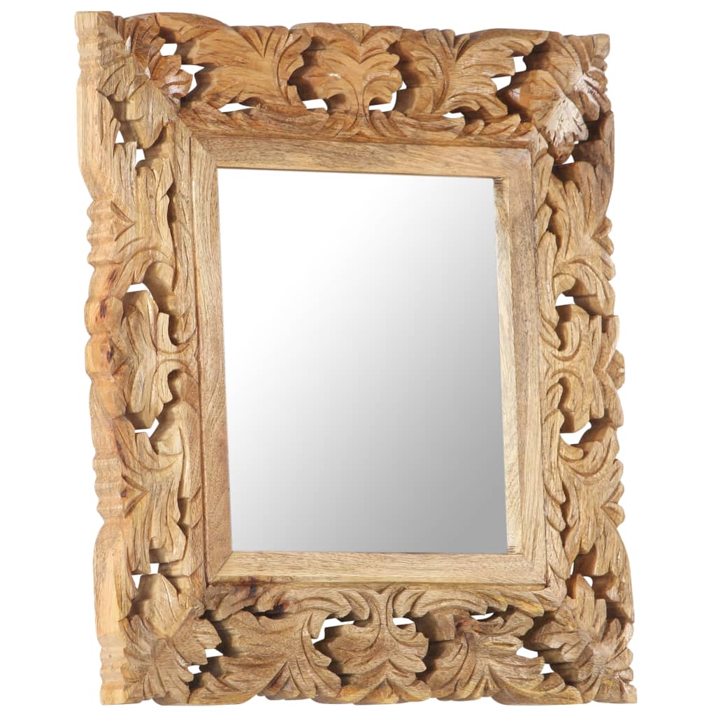 Mirror Hand Carved Brown 50x50 cm Solid Mango Wood