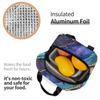 Blue Purple Gilded Luxury Gold Marble Insulated Lunch Bag for Women Cooler Thermal Food Box Tote Portable Lunch Boxes Container