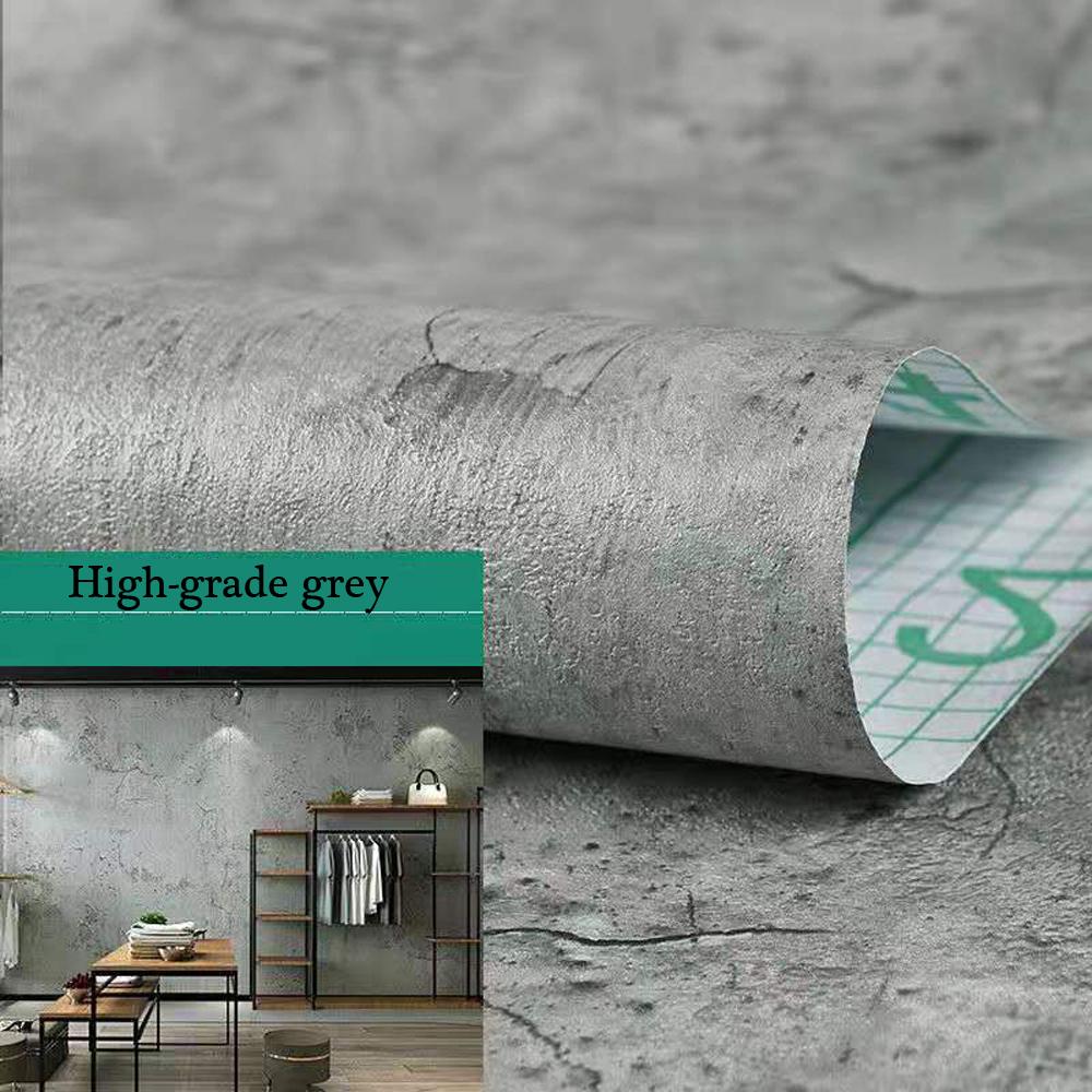 Retro Styie Cement Wallpaper Self-Adhesive PVC Waterproof Dark Gray Concrete Effect For Entrance Bedroom Living Room Decoration