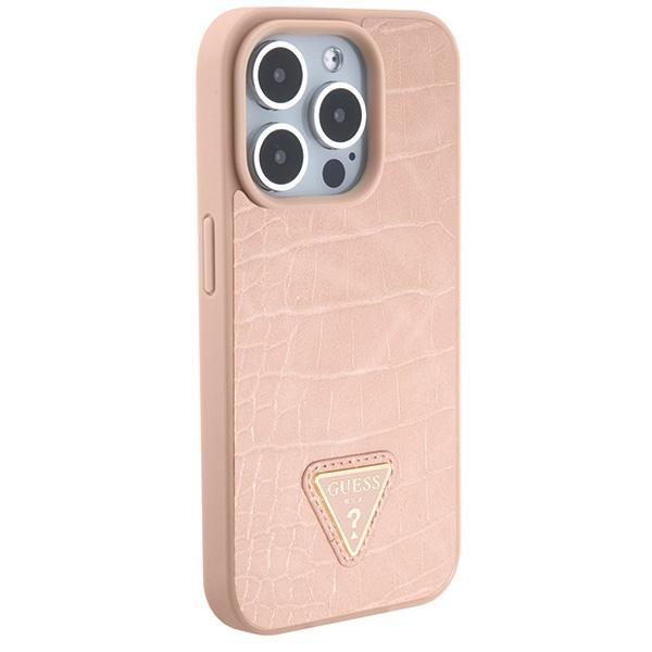 Guess Guhcp15Lpcrthcp Iphone 15 Pro 6.1 Różowy/Pink Hardcase Croco Triangle Metal Logo