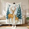 Pc Deer Mom and Fawn In Winter Forest Blanket Soft  Cozy Flannel  Perfect Gift for Birthdays Christmas Valentines Day